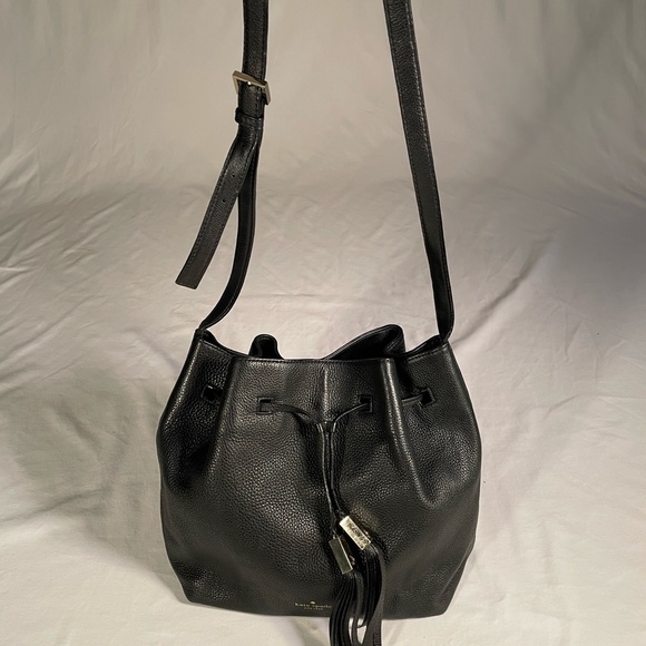 Black Leather Bucket Cooper Drawstring Kate Spade Bag - Picture 4 of 4